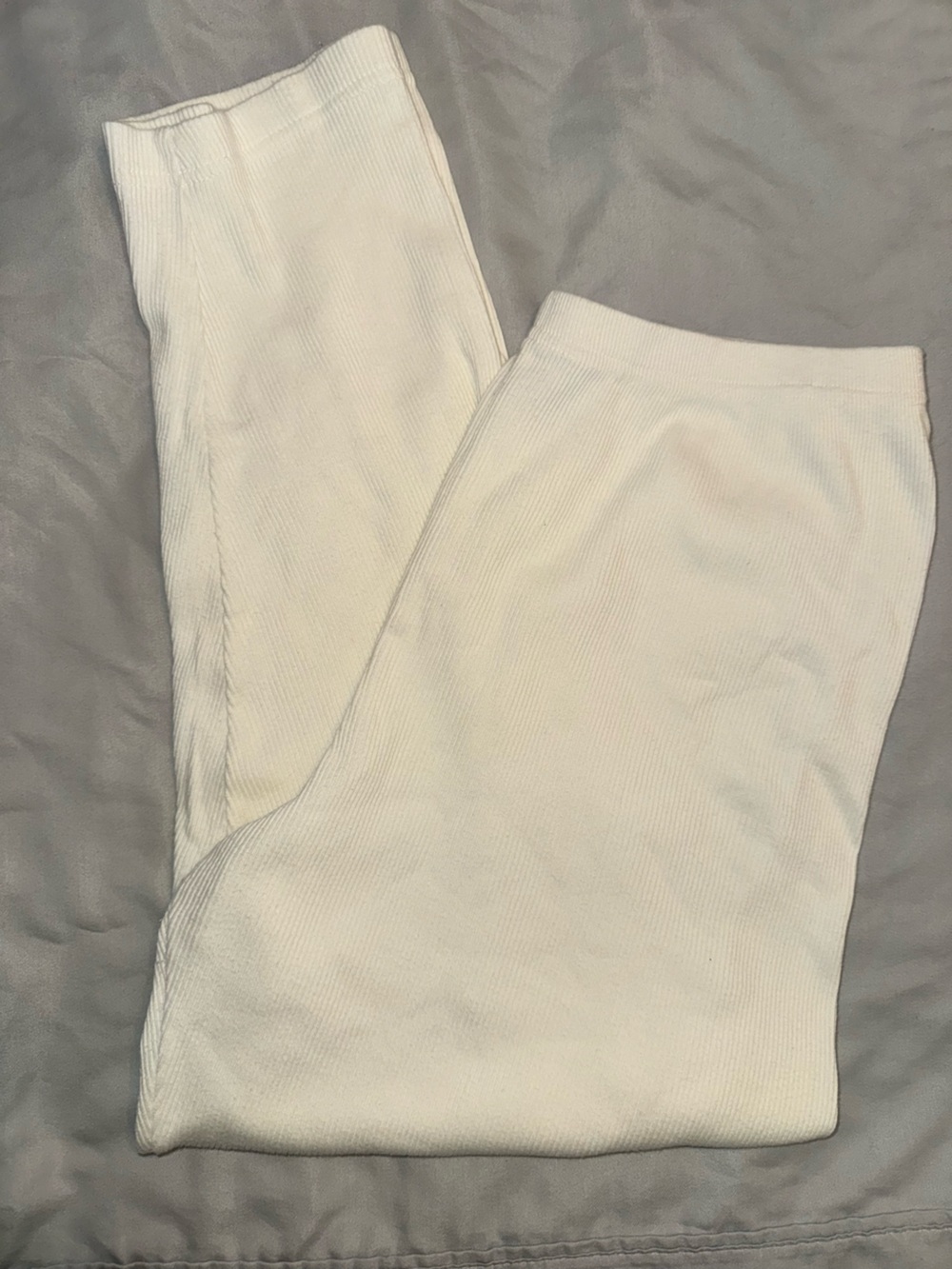 White Ribbed Cotton Leggings